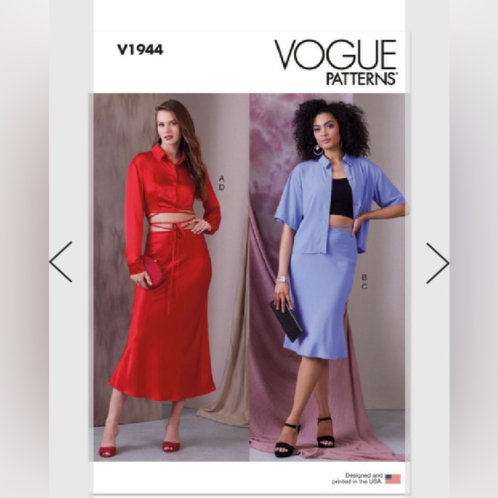 Vogue V1944 Misses Cropped Top & Skirts Sets Size E5(14-16-18-20-22)Sew Pattern